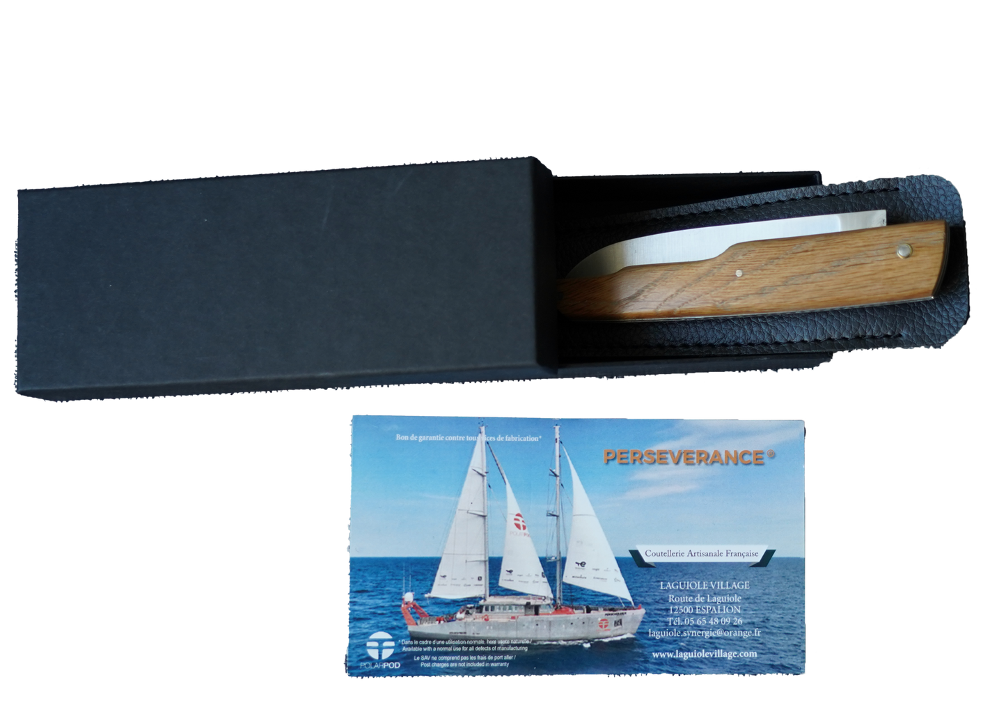Couteau Laguiole en chêne marqué PERSEVERANCE
