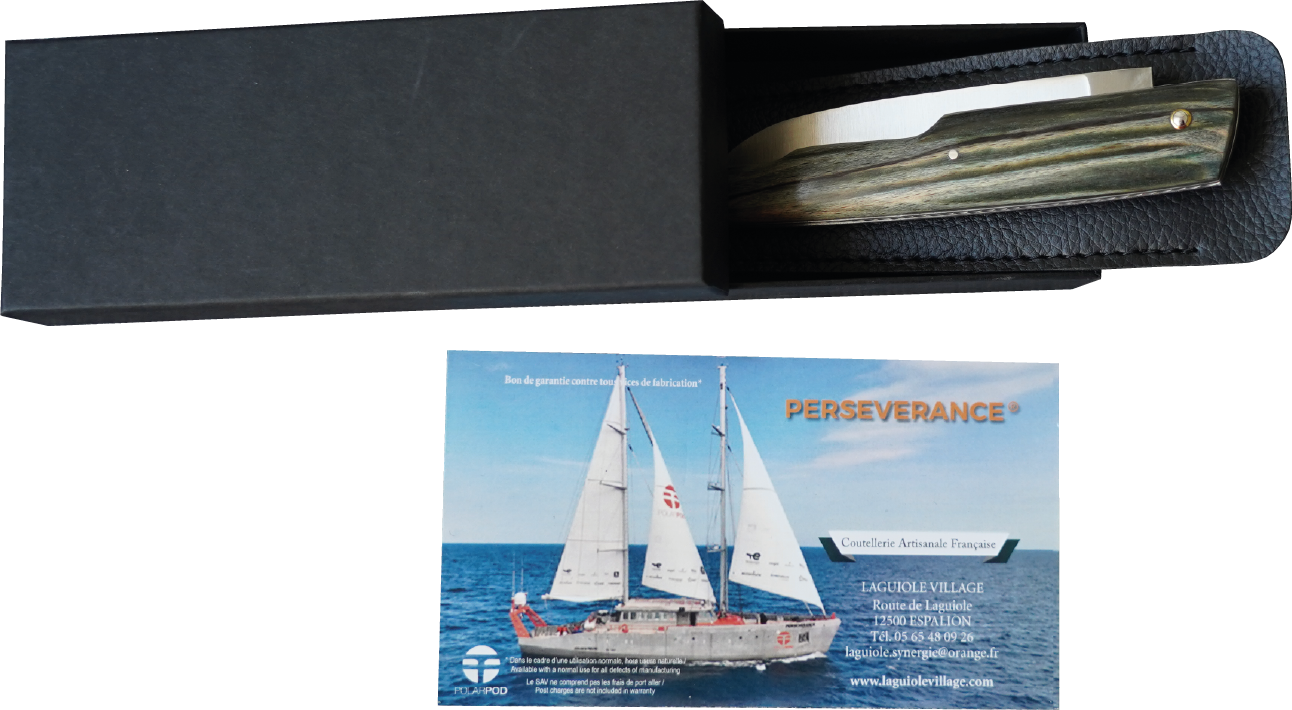 Couteau Laguiole en bois exotique marqué PERSEVERANCE