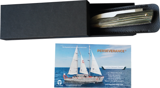 Couteau Laguiole en bois exotique marqué PERSEVERANCE